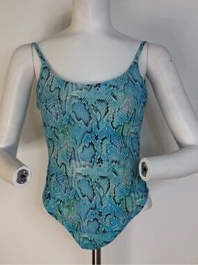 Dolores Cortes Blue Snake-Print One-Piece Swimsuit